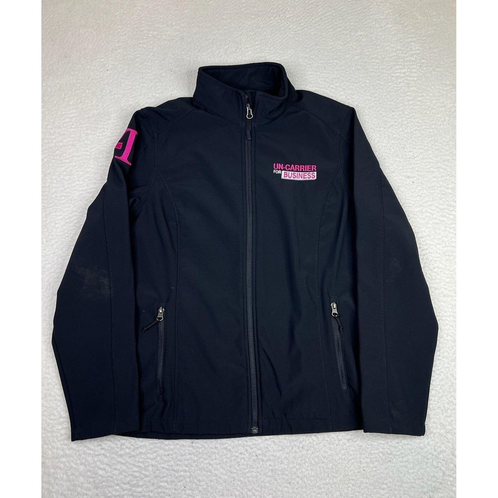Port Authority T-Mobile Softshell Jacket Womens L Black Full Zip L317 Logo